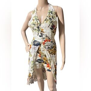 Floral Halter Romper Open Back Walk Through Dress One Piece Beach Flirty Women S
